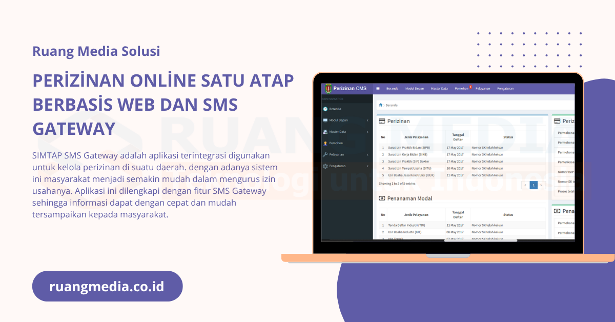 Perizinan Online Satu Atap Berbasis Web dan SMS Gateway